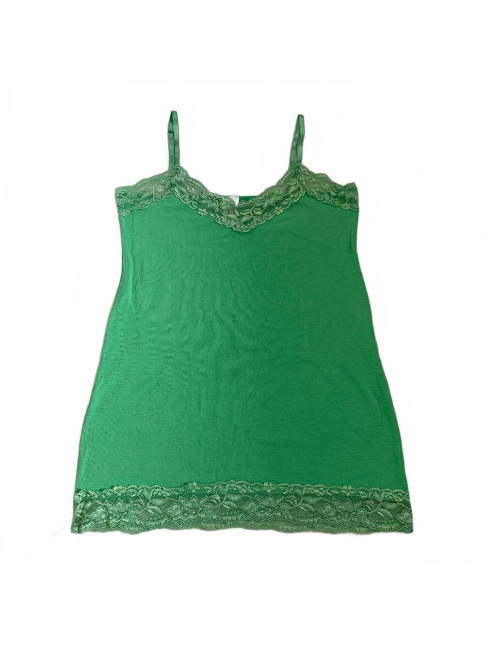 DNA Basic Paper Tag Vintage Lace Trim Green Cami Bella Swan Whimsical Preppy
